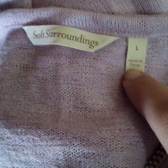 Soft Surroundings Valentina 1/2 Zip Lavender Slub Jersey Tunic Top Size Large - Picture 6 of 7